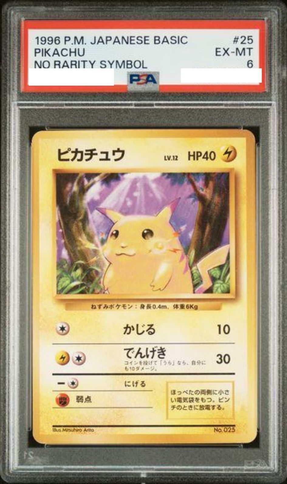 〔PSA6鑑定済み〕ピカチュウ 旧裏　初版（マークなし）