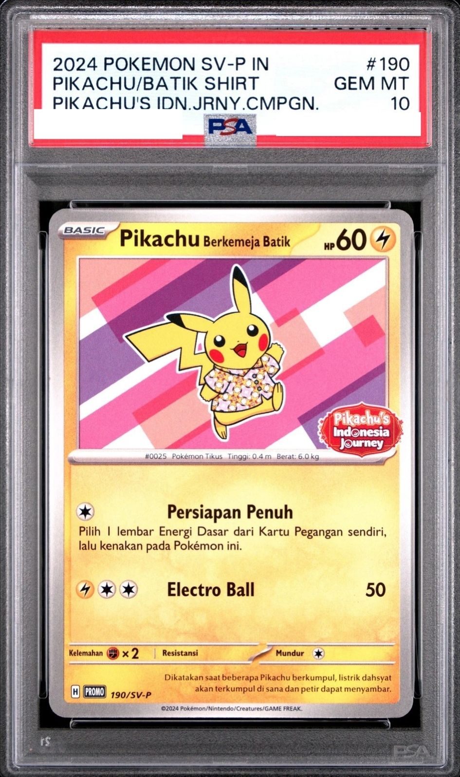 〔PSA10鑑定済〕バティックシャツのピカチュウ(ピカチュウ柄ピンク)【P】{190/SV-P} [その他]